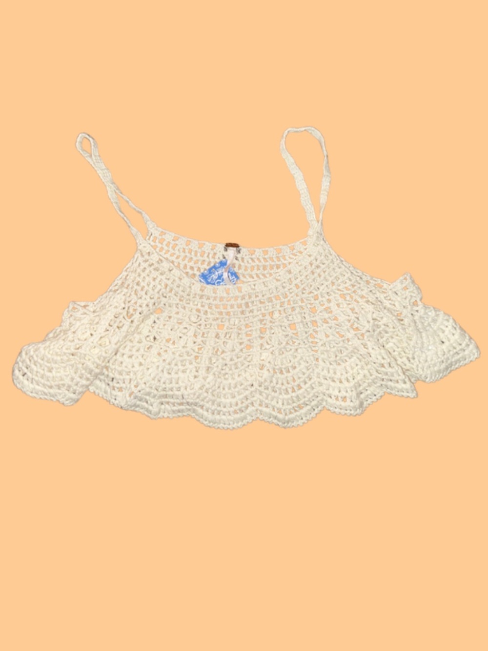 free people top free, bird ivory, crocheted crop top size L